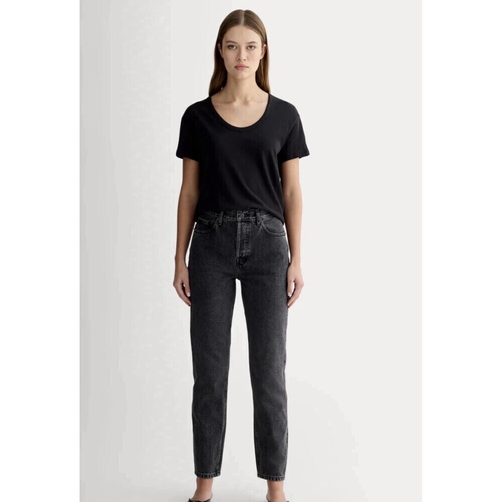 Everlane The 90s Cheeky Jean Organic Cotton Sz 28 Reg Button Fly Washed Black